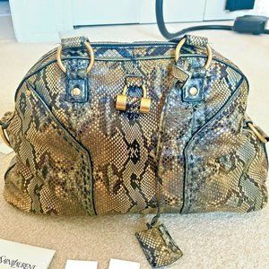 Yves Saint Laurent MUSE PYTHON HANDBAG - BLUE